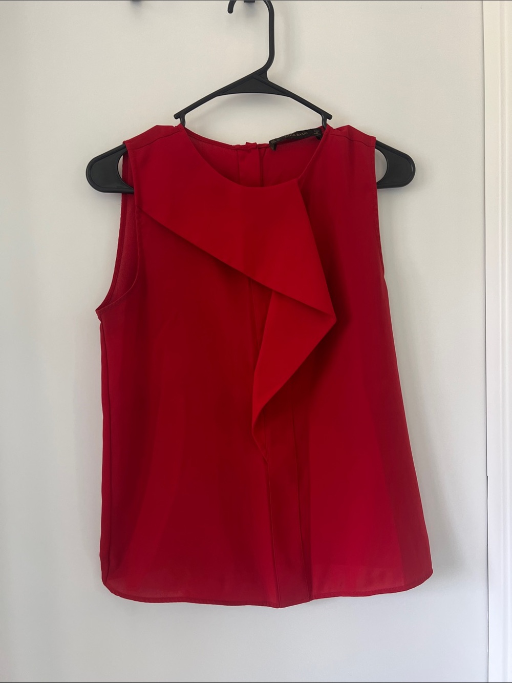 Zara Red Sleeveless Ruffle Front Camisole